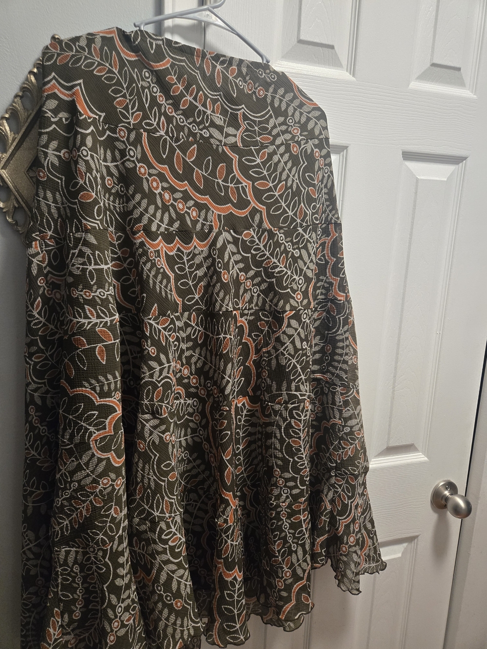 hearts of palm Olive Skirt with Rust and Cream Floral Print